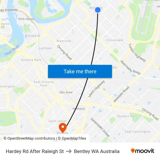 Hardey Rd After Raleigh St to Bentley WA Australia map