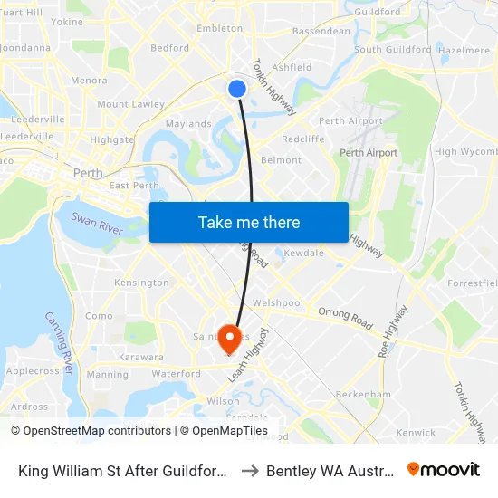 King William St After Guildford Rd to Bentley WA Australia map