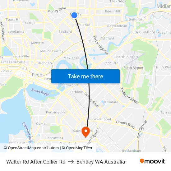 Walter Rd After Collier Rd to Bentley WA Australia map