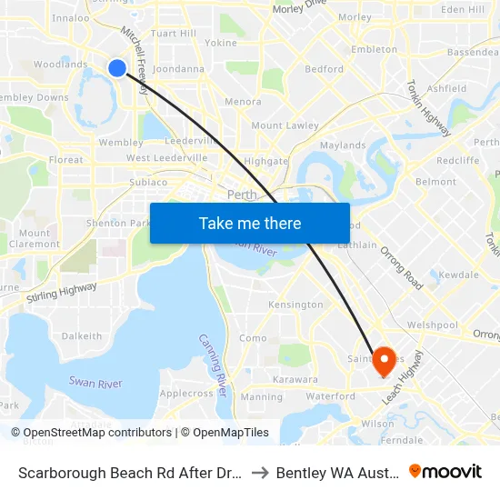 Scarborough Beach Rd After Drake St to Bentley WA Australia map