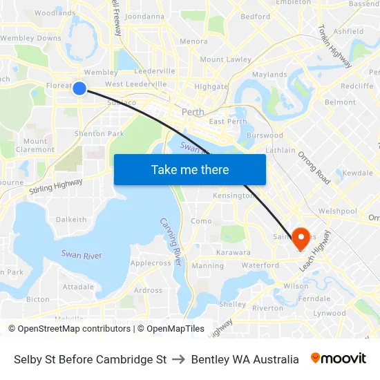Selby St Before Cambridge St to Bentley WA Australia map