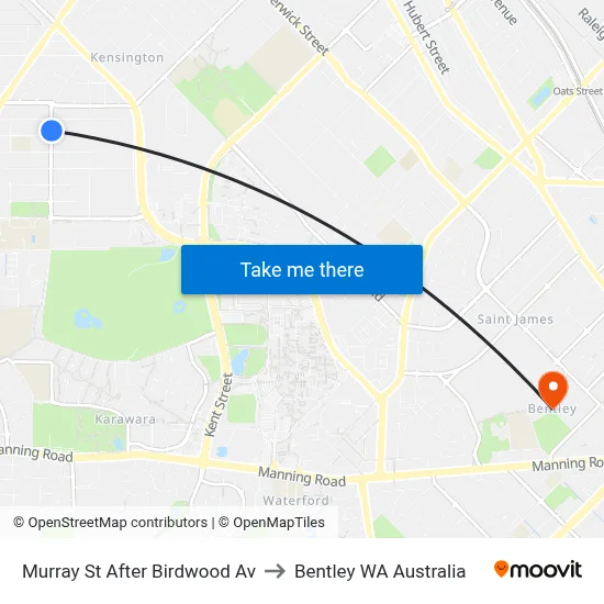 Murray St After Birdwood Av to Bentley WA Australia map