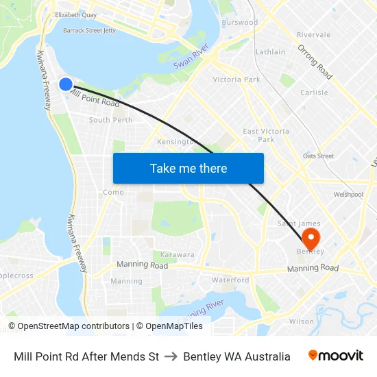 Mill Point Rd After Mends St to Bentley WA Australia map