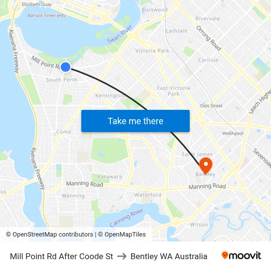 Mill Point Rd After Coode St to Bentley WA Australia map