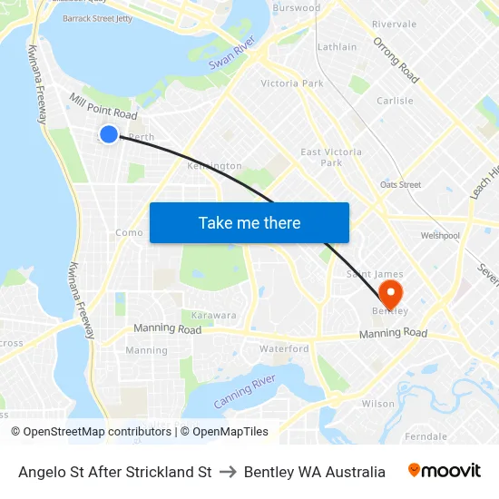 Angelo St After Strickland St to Bentley WA Australia map