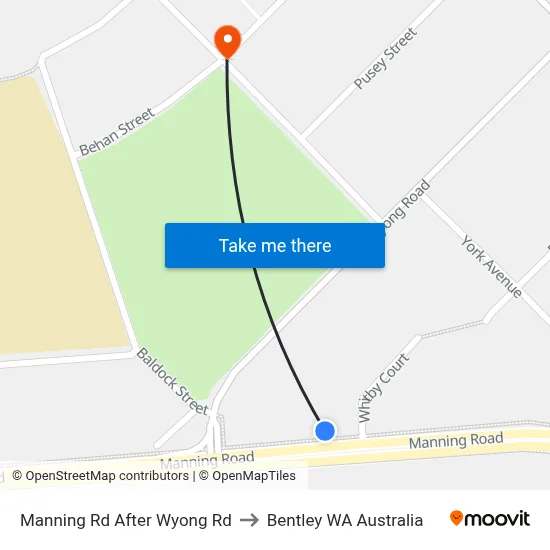 Manning Rd After Wyong Rd to Bentley WA Australia map