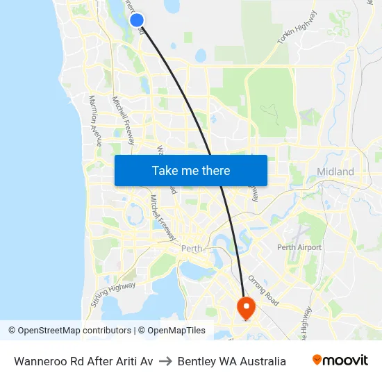 Wanneroo Rd After Ariti Av to Bentley WA Australia map