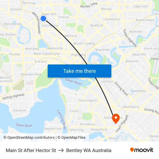 Main St After Hector St to Bentley WA Australia map