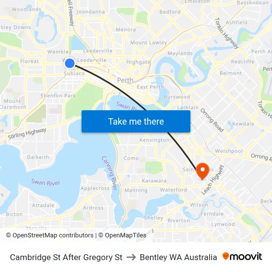 Cambridge St After Gregory St to Bentley WA Australia map