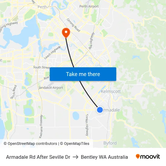 Armadale Rd After Seville Dr to Bentley WA Australia map