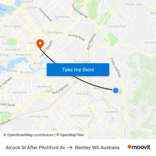 Alcock St After Pitchford Av to Bentley WA Australia map