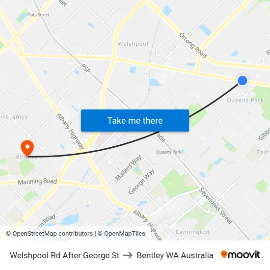 Welshpool Rd After George St to Bentley WA Australia map
