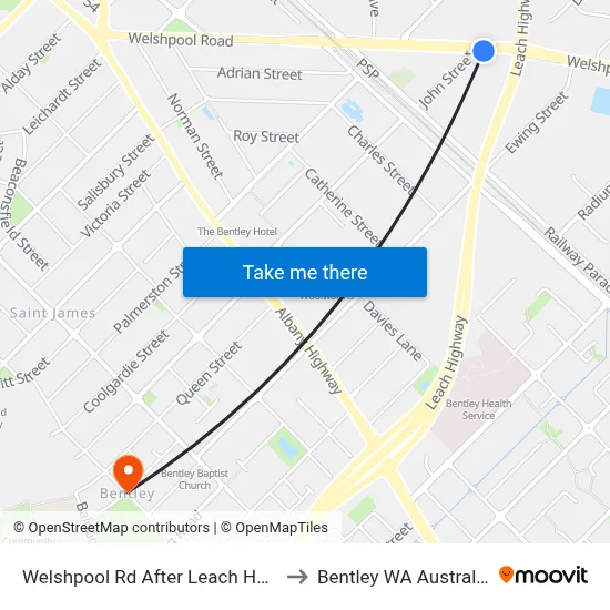Welshpool Rd After Leach Hwy to Bentley WA Australia map