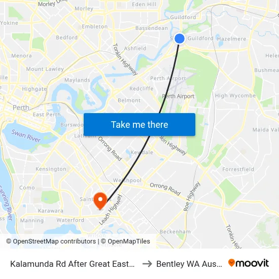 Kalamunda Rd After Great Eastern Hwy to Bentley WA Australia map