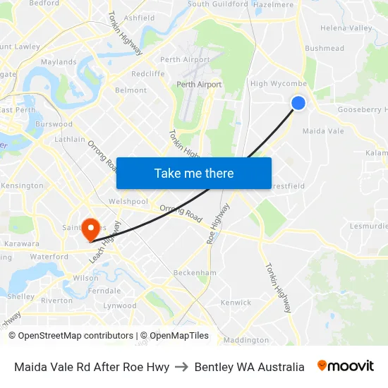 Maida Vale Rd After Roe Hwy to Bentley WA Australia map
