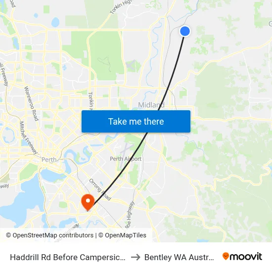 Haddrill Rd Before Campersic Rd to Bentley WA Australia map