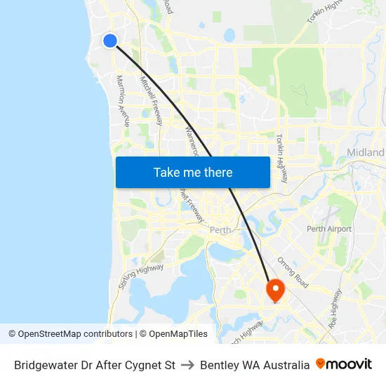 Bridgewater Dr After Cygnet St to Bentley WA Australia map