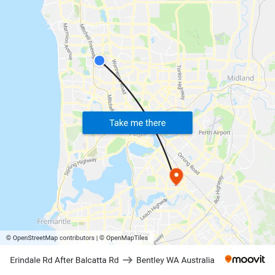 Erindale Rd After Balcatta Rd to Bentley WA Australia map