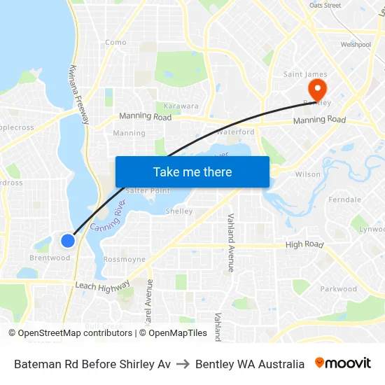 Bateman Rd Before Shirley Av to Bentley WA Australia map