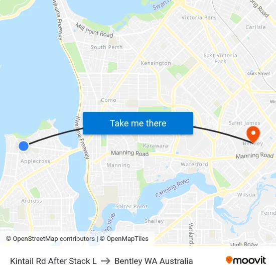Kintail Rd After Stack L to Bentley WA Australia map
