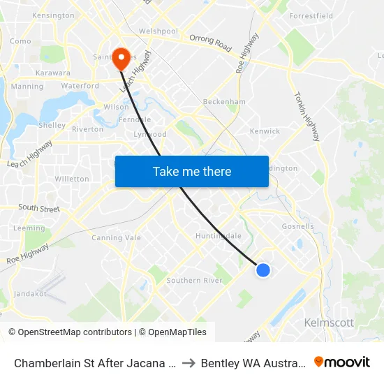 Chamberlain St After Jacana Pl to Bentley WA Australia map