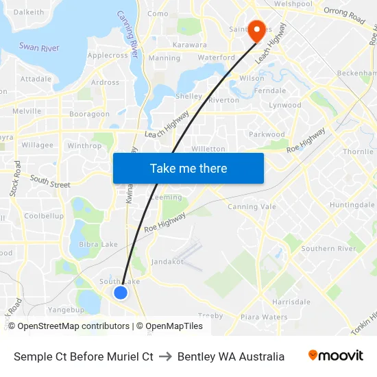 Semple Ct Before Muriel Ct to Bentley WA Australia map
