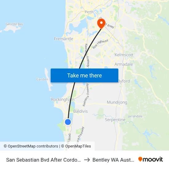 San Sebastian Bvd After Cordoba Av to Bentley WA Australia map