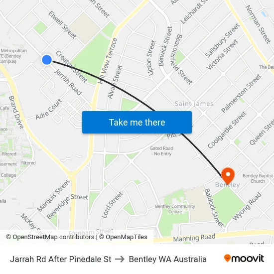 Jarrah Rd After Pinedale St to Bentley WA Australia map
