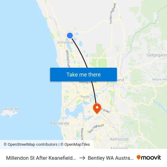 Millendon St After Keanefield Dr to Bentley WA Australia map