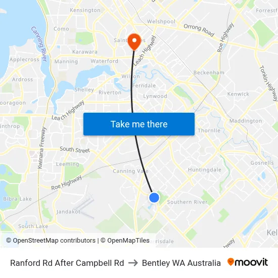 Ranford Rd After Campbell Rd to Bentley WA Australia map
