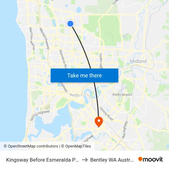 Kingsway   Before Esmeralda Pass to Bentley WA Australia map