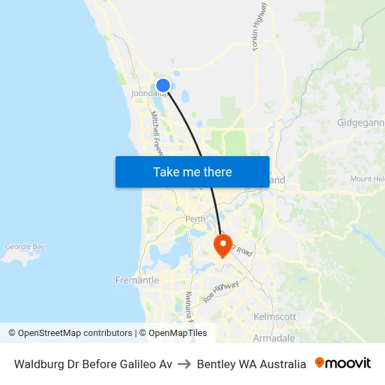 Waldburg Dr Before Galileo Av to Bentley WA Australia map
