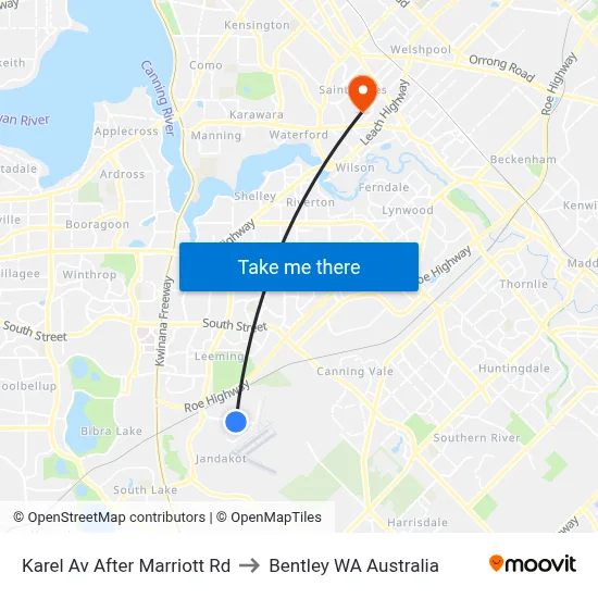 Karel Av After Marriott Rd to Bentley WA Australia map