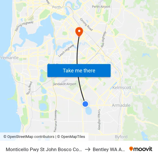 Monticello Pwy St John Bosco College Stand 1 to Bentley WA Australia map