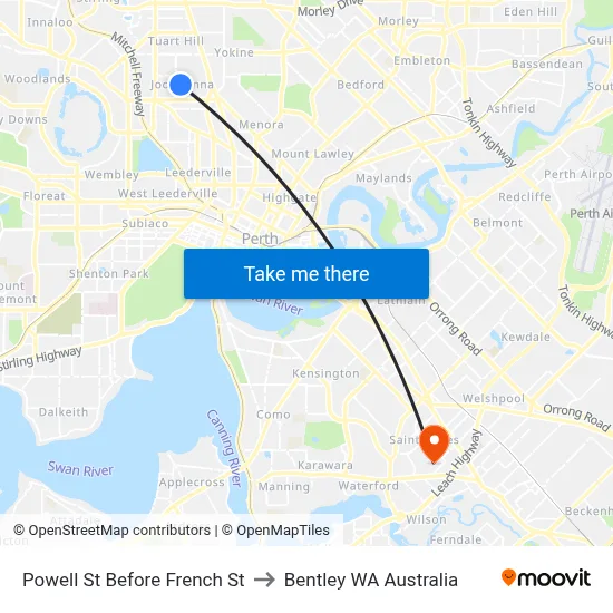 Powell St Before French St to Bentley WA Australia map