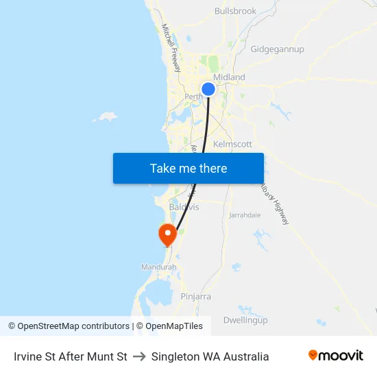 Irvine St After Munt St to Singleton WA Australia map