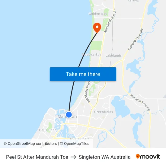 Peel St After Mandurah Tce to Singleton WA Australia map