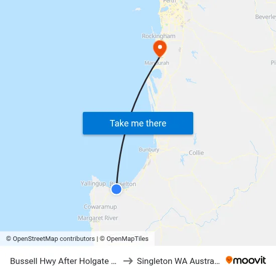 Bussell Hwy After Holgate Rd to Singleton WA Australia map