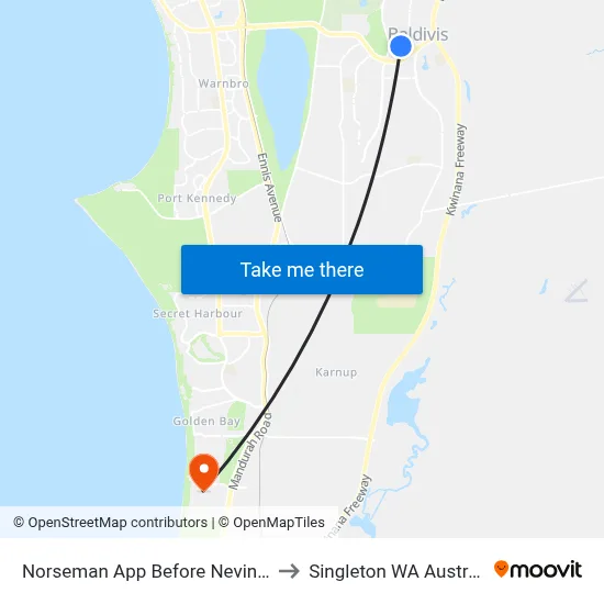 Norseman App Before Nevin Wy to Singleton WA Australia map