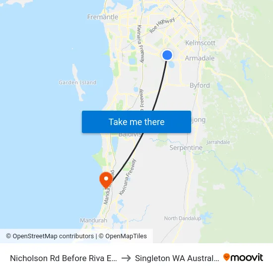 Nicholson Rd Before Riva Ent to Singleton WA Australia map