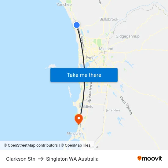 Clarkson Stn to Singleton WA Australia map