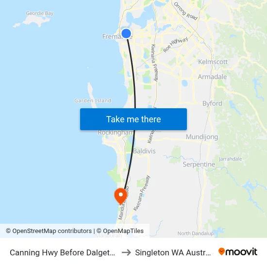Canning Hwy Before Dalgety St to Singleton WA Australia map