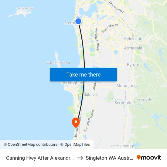 Canning Hwy After Alexandra Rd to Singleton WA Australia map