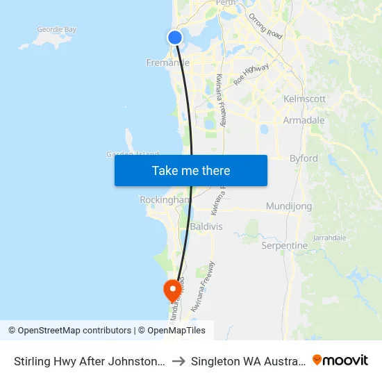 Stirling Hwy After Johnston St to Singleton WA Australia map
