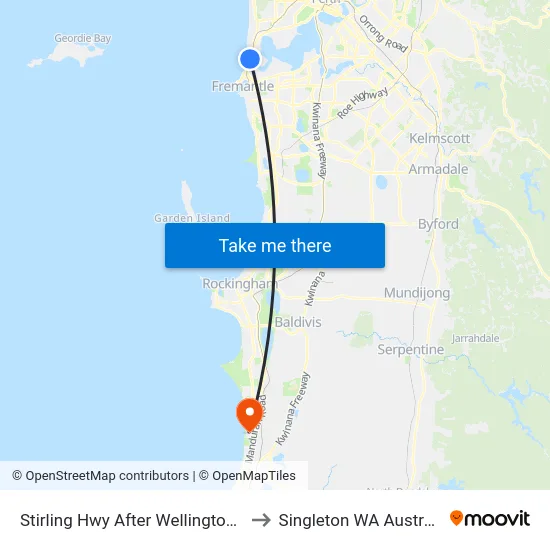 Stirling Hwy After Wellington St to Singleton WA Australia map