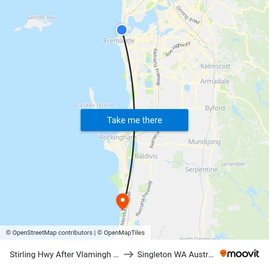 Stirling Hwy After Vlamingh Pde to Singleton WA Australia map