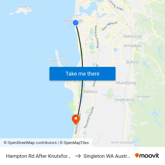 Hampton Rd After Knutsford St to Singleton WA Australia map