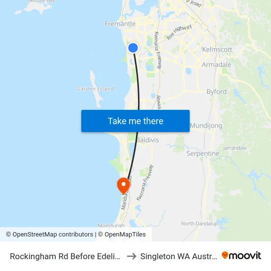 Rockingham Rd Before Edeline St to Singleton WA Australia map