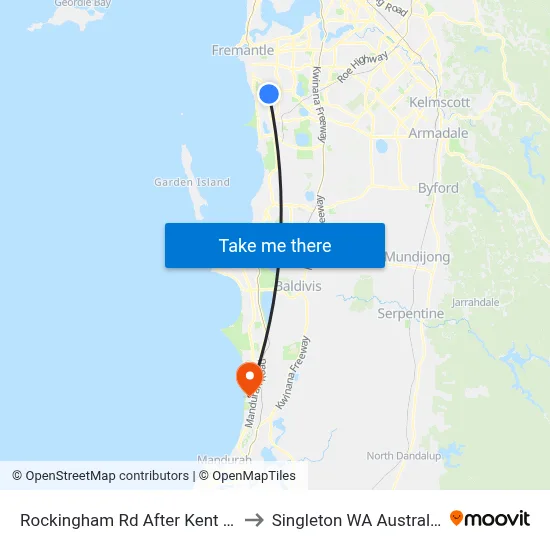 Rockingham Rd After Kent St to Singleton WA Australia map
