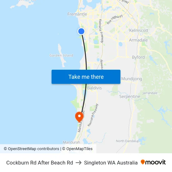 Cockburn Rd After Beach Rd to Singleton WA Australia map
